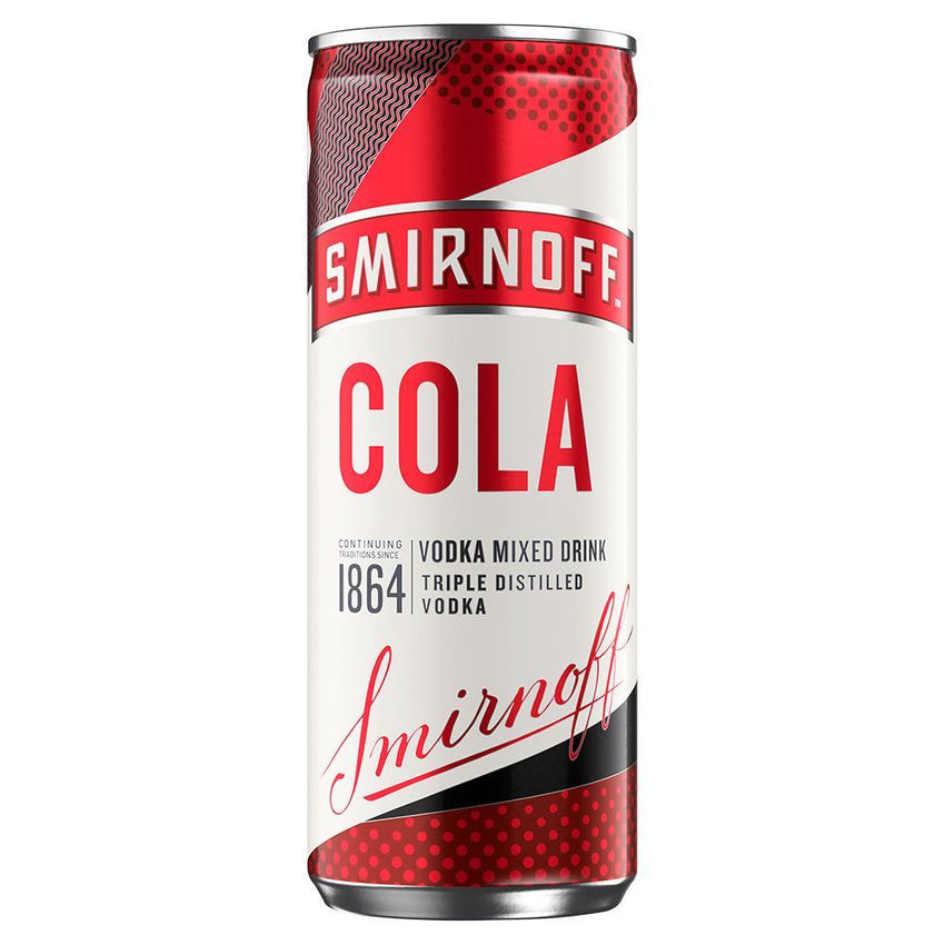 Smirnoff Vodka With Cola Can 12 x 250ml