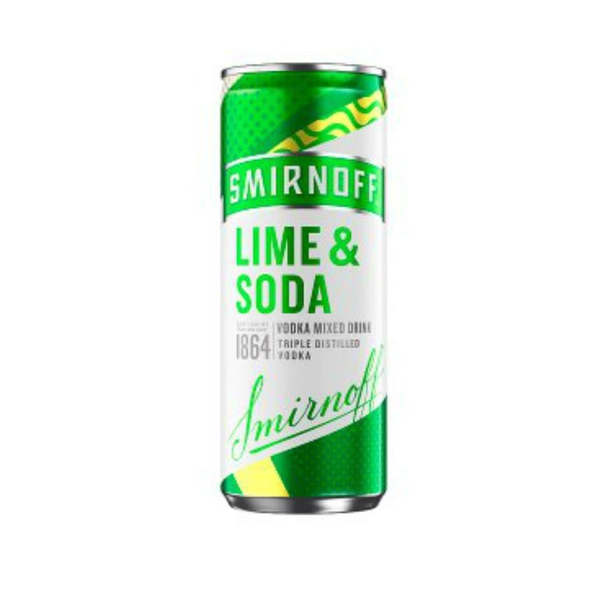 Smirnoff vodka soda & lime 12 x 250ml